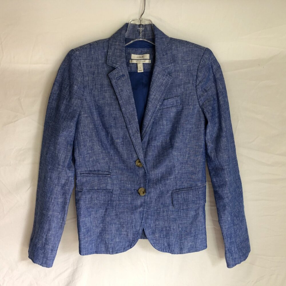 J. Crew Blue Textured Linen-Blend Blazer - Picture 4 of 6